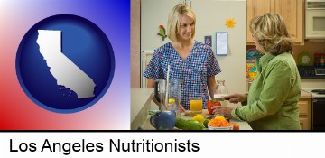 a nutritionist discussing food choices with client in Los Angeles, CA