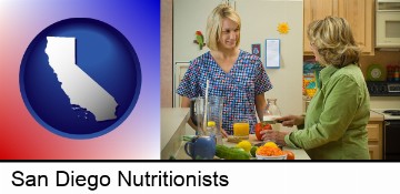 a nutritionist discussing food choices with client in San Diego, CA